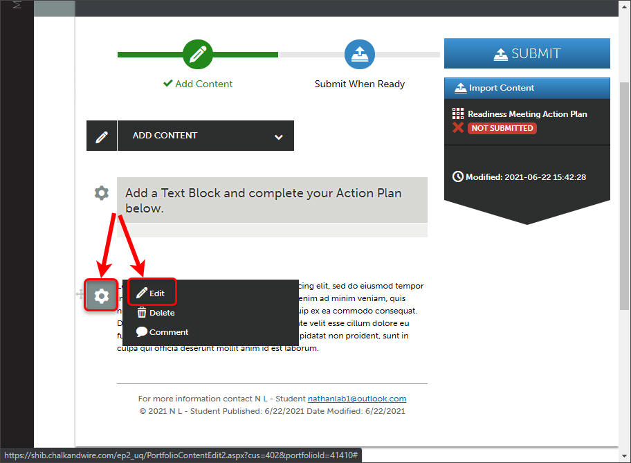 Create An Eportfolio Text Block Ultra Student Elearning